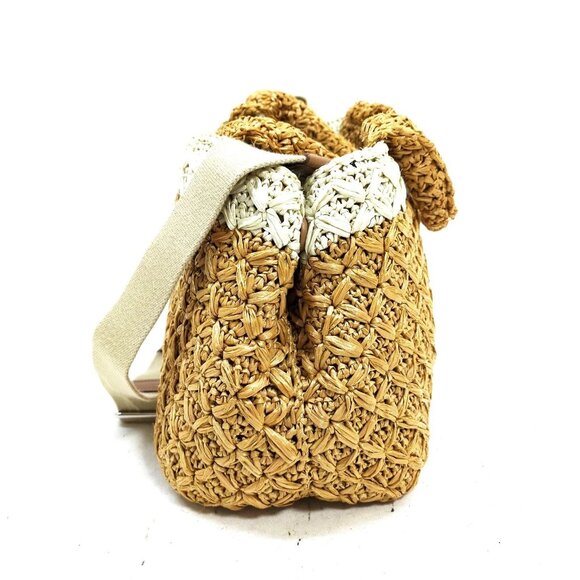 Authentic Prada Hand Bag Brown Raffia mn715-112925 - Picture 3 of 16